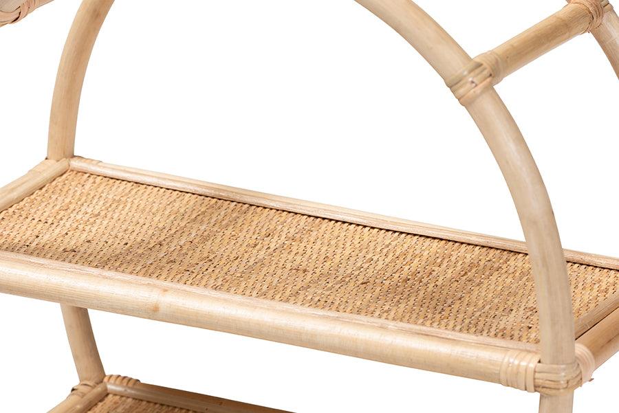 Wholesale Interiors Bookcases & Display Units - Ruana Modern Bohemian Natural Brown Finished Rattan 3-Tier Display Shelf