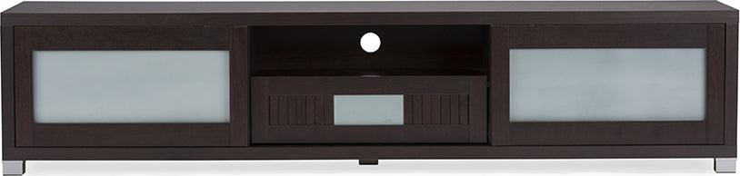 Wholesale Interiors TV & Media Units - Gerhardine Dark Brown Wood 70-inch TV Cabinet with 2 Sliding Doors and Drawer