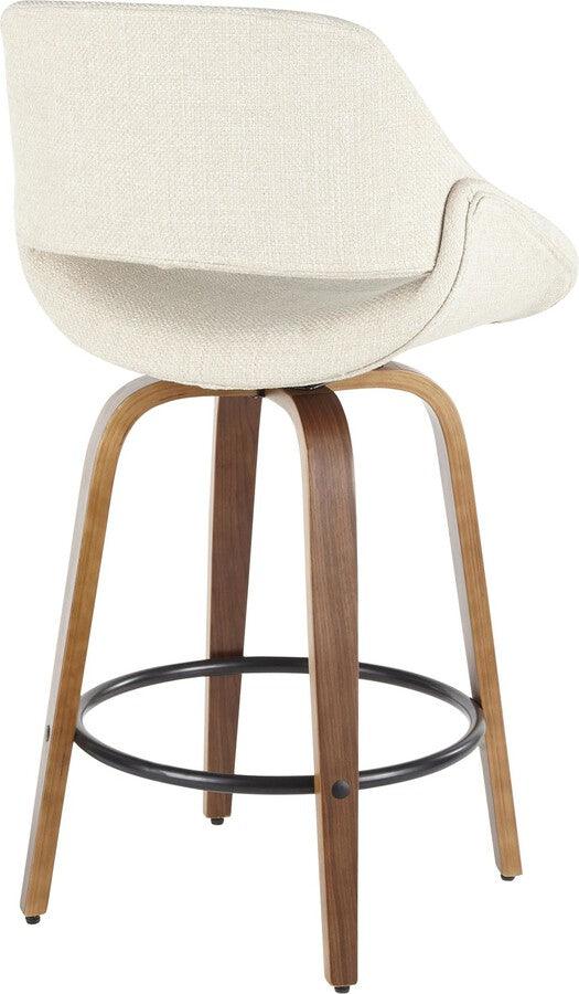 Lumisource Barstools - Fabrico Mid-Century Counter Stool Walnut and Cream Fabric - Set of 2