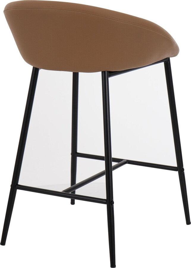 Lumisource Barstools - Matisse Counter Stool With Black Metal Frame & Camel Faux Leather (Set of 2)