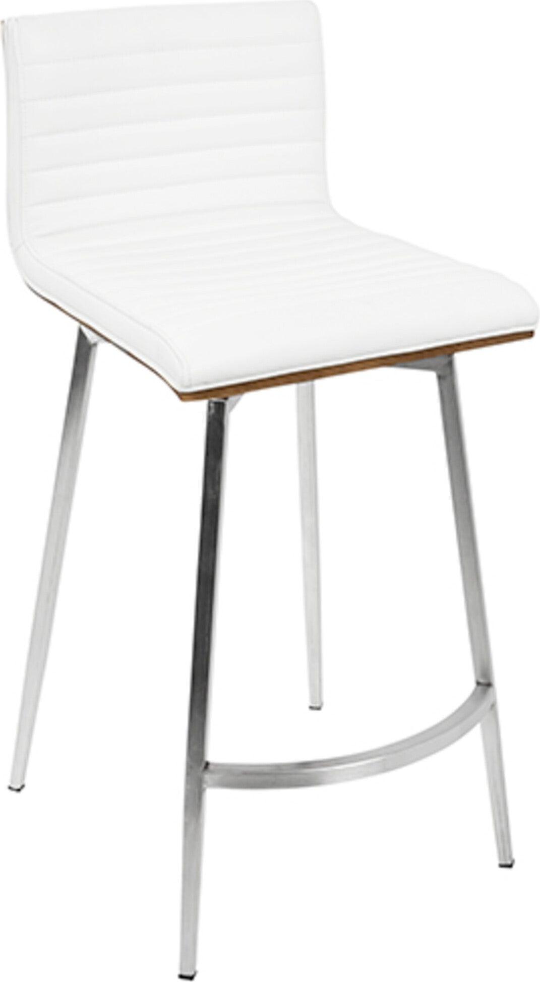 Lumisource Barstools - Mason Swivel Counter Stool & White & Walnut (Set of 2)