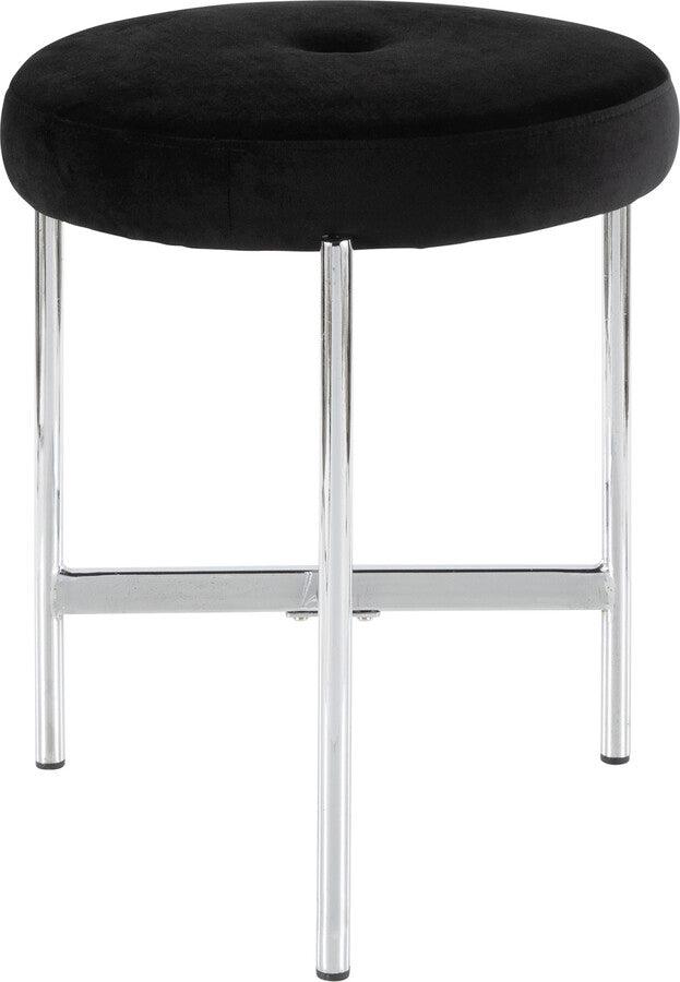 Lumisource Bedroom Vanity - Chloe Contemporary Vanity Stool in Chrome and Black Velvet