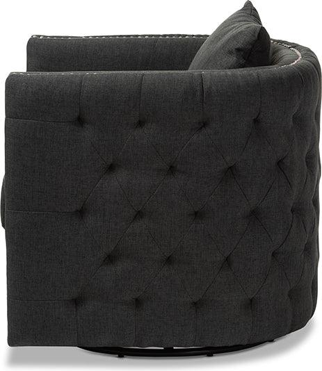 Wholesale Interiors Accent Chairs - Micah Modern and Contemporary Grey Fabric Upholstered Tufted Swivel Chair