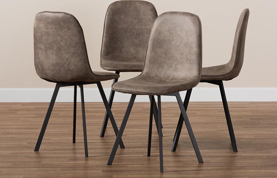 Wholesale Interiors Dining Chairs - Filicia Grey And Brown Imitation Leather Upholstered 4-Piece Metal Dining Chair Set Set