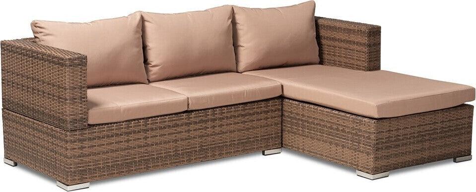 Wholesale Interiors Outdoor Conversation Sets - Addison Modern Outdoor Patio Set With Adjustable Recliner Light Brown