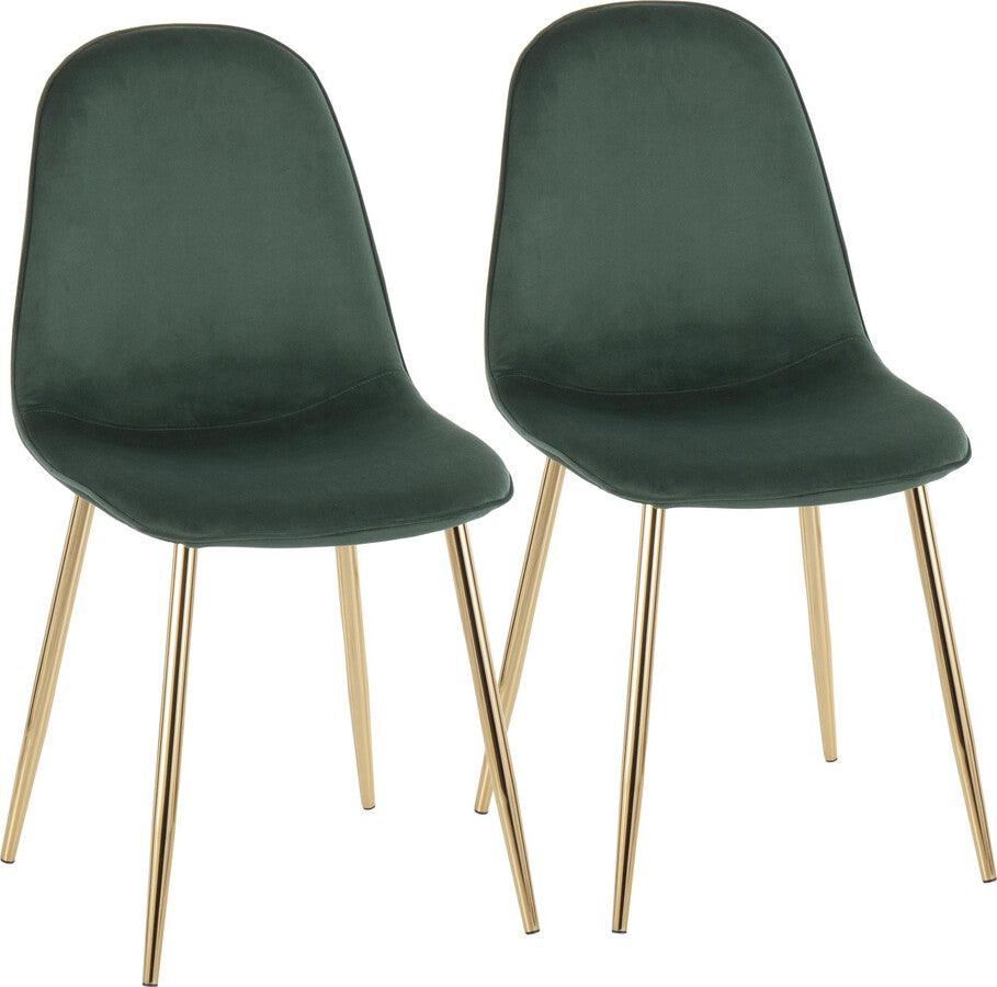 Lumisource Dining Chairs - Pebble Contemporary Chair in Gold Steel and Green Velvet - Set of 2