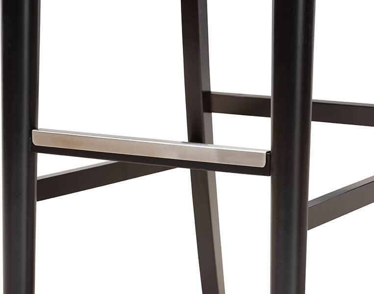 Wholesale Interiors Barstools - Alexandra Sand Fabric Upholstered and Espresso Brown Finished Wood 2-Piece Bar Stool Set