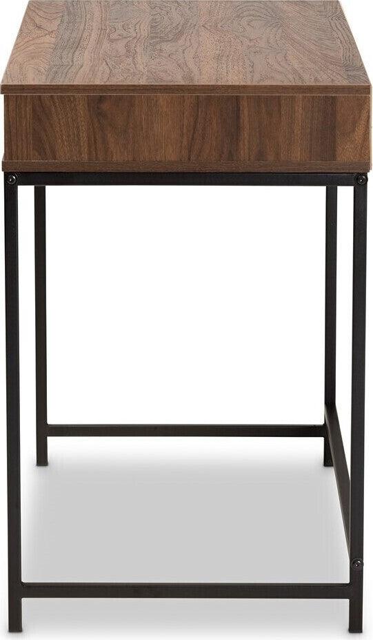 Wholesale Interiors Desks - Cargan 1-Drawer Desk Walnut Brown & Black