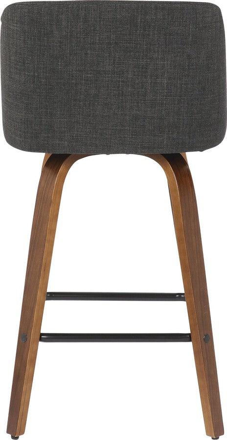 Lumisource Barstools - Toriano Mid-Century Modern Counter Stool in Walnut and Charcoal - Set of 2