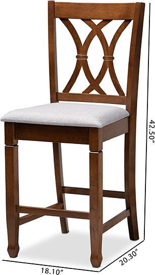 Wholesale Interiors Barstools - Reneau Contemporary Grey Fabric Brown 2-Piece Wood Counter Height Pub Chair Set