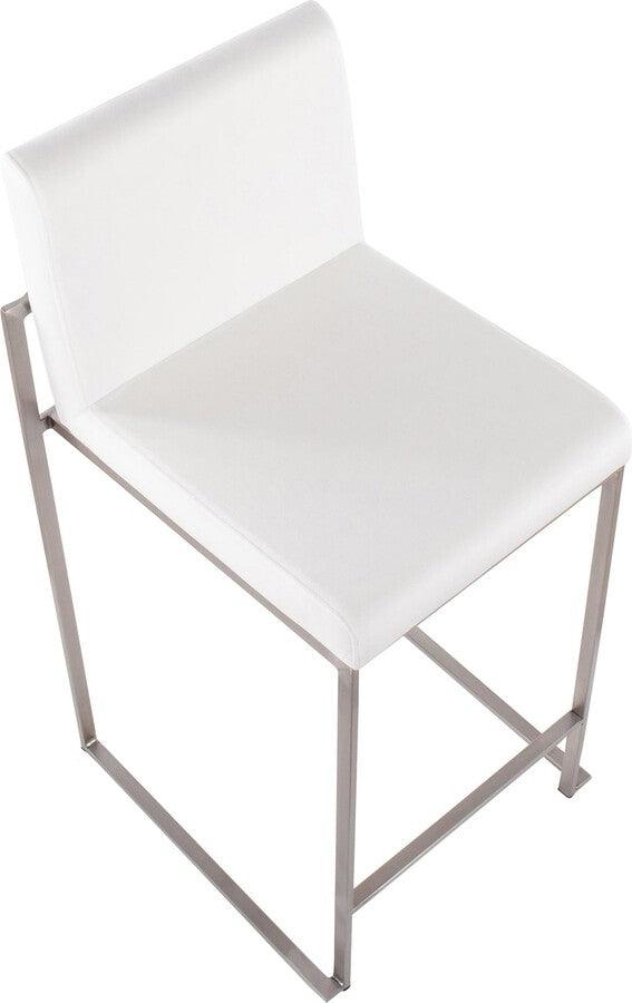 Lumisource Barstools - Fuji High Back Counter Stool In Stainless Steel & White Velvet (Set of 2)