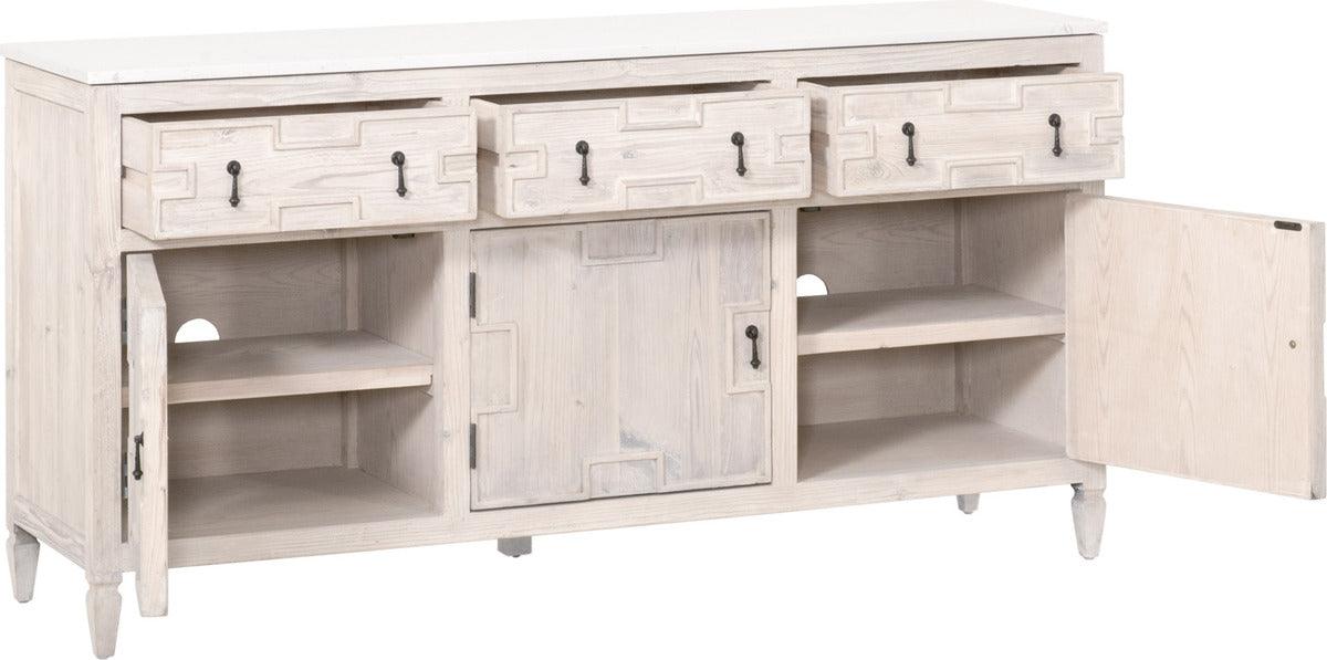 Essentials For Living Buffets & Cabinets - Emerie Media Sideboard White Wash Pine & White Quartz