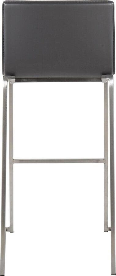 Lumisource Barstools - Mara Barstool In Stainless Steel & Grey Faux Leather (Set of 2)