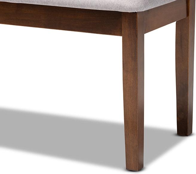 Wholesale Interiors Benches - Teresa Contemporary Transitional Grey Fabric and Brown Finished Wood Dining Bench