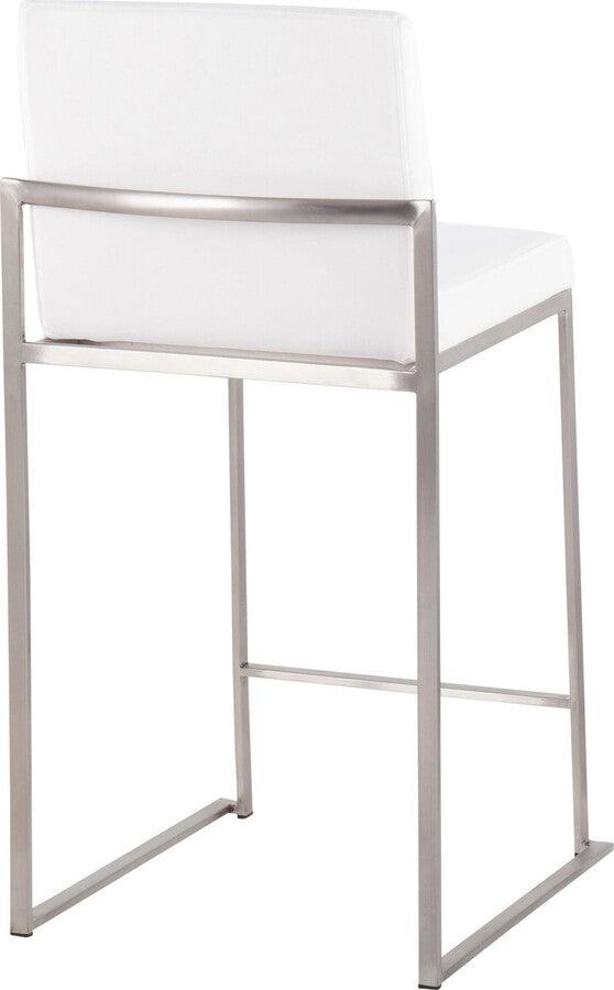 Lumisource Barstools - Fuji High Back Counter Stool In Stainless Steel & White Velvet (Set of 2)