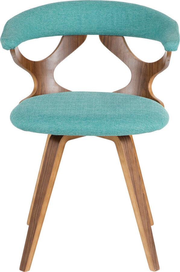 Lumisource Dining Chairs - Gardenia Dining/Accent Chair With Swivel In Walnut Wood & Teal Fabric