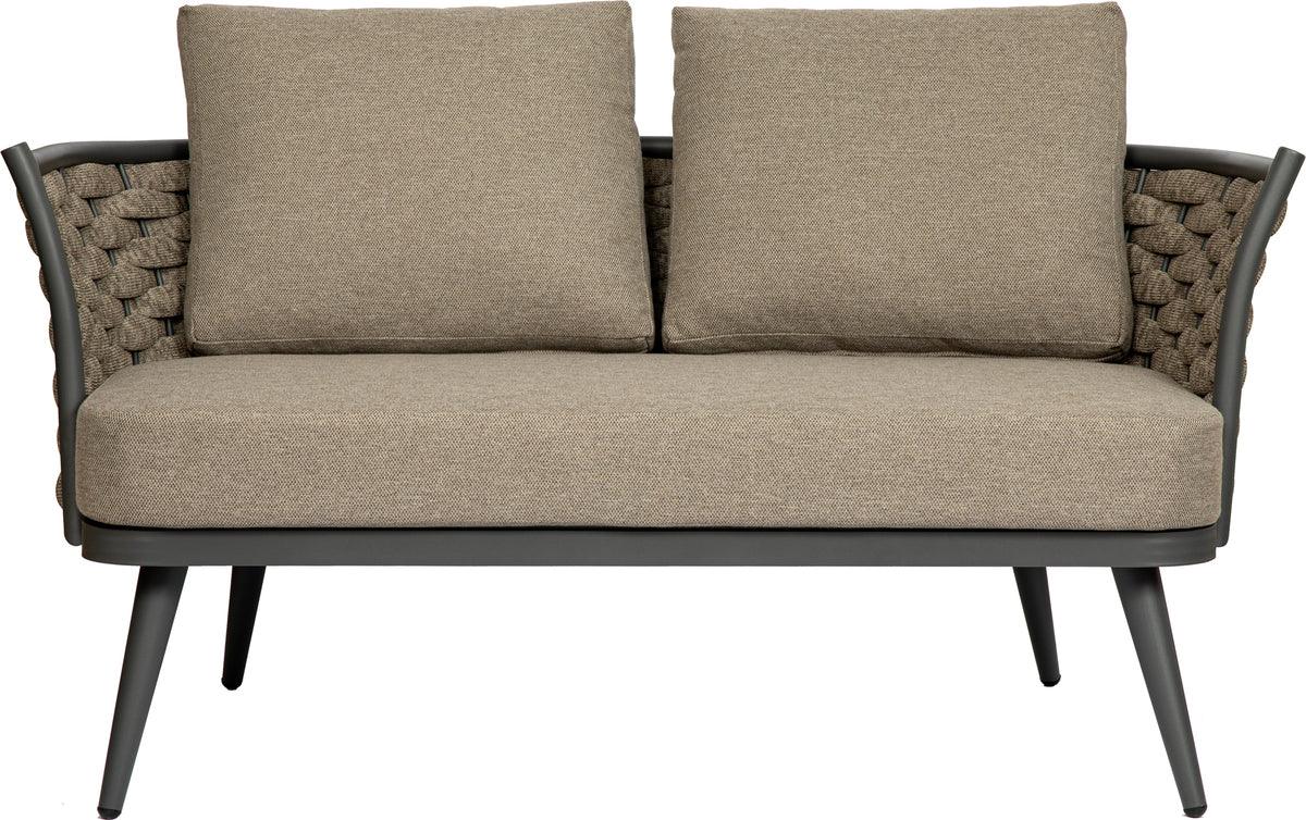 Euro Style Loveseats - Solna Loveseat in Taupe Fabric with Gray Frame