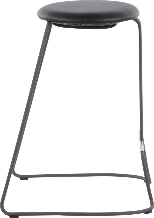 Lumisource Barstools - Finn Contemporary Counter Stool in Black Steel and Black Faux Leather - Set of 2