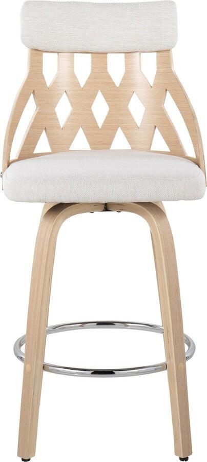 Lumisource Barstools - York 26" Counter Stool In Natural Wood & Cream Fabric With Chrome Footrest