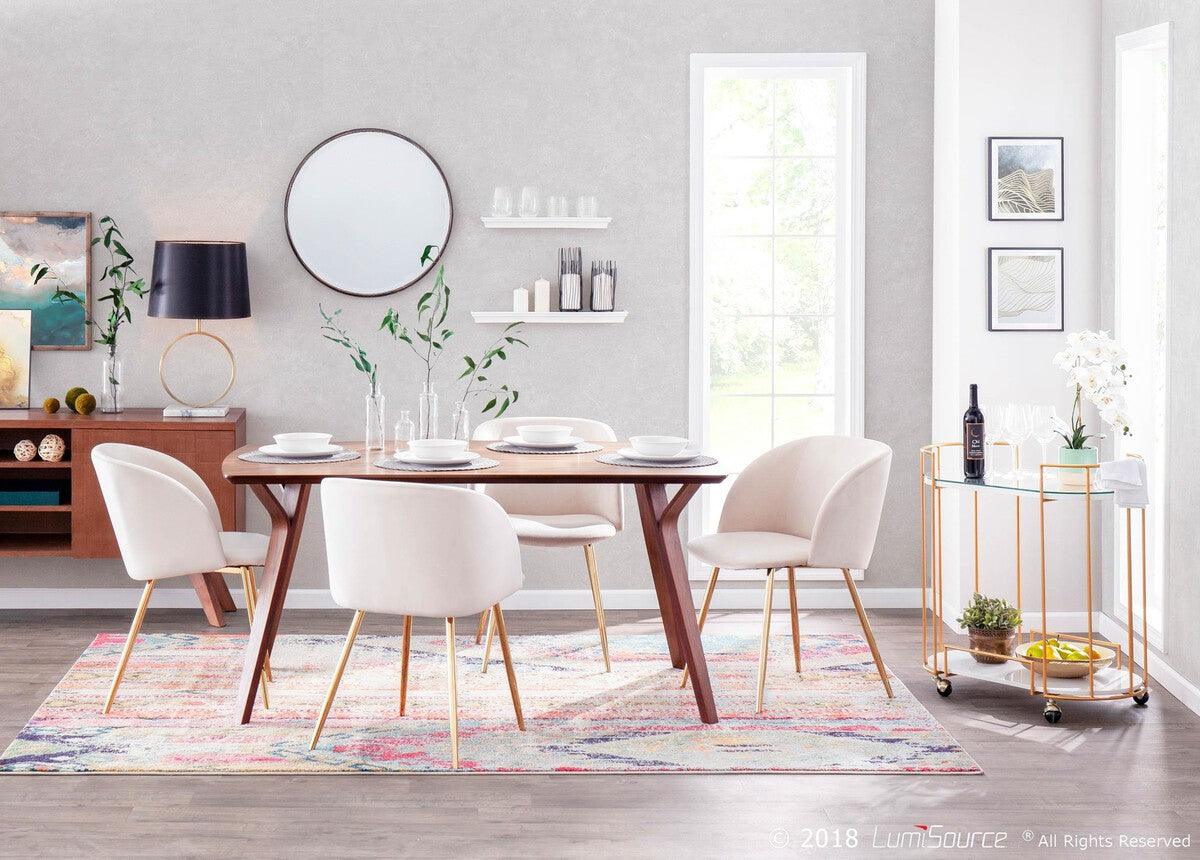 Lumisource Dining Chairs - Fran Contemporary Chair in Gold Metal and Cream Velvet - Set of 2