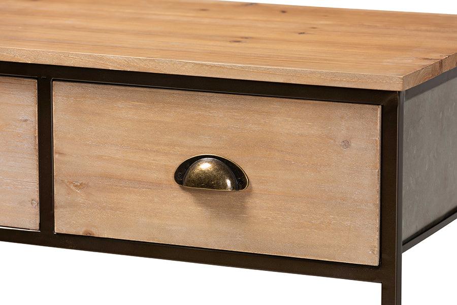 Wholesale Interiors Kitchen Storage & Organization - Abram Oak & Black Metal 2-Drawer Kitchen Storage Cabinet