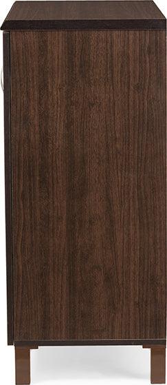 Wholesale Interiors Buffets & Cabinets - Sintra Modern and Contemporary Dark Brown Sideboard Storage Cabinet with Glass Doors