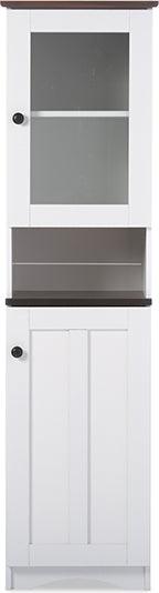 Wholesale Interiors Kitchen Storage & Organization - Lauren Contemporary White and Dark Brown Buffet and Hutch Kitchen Cabinet