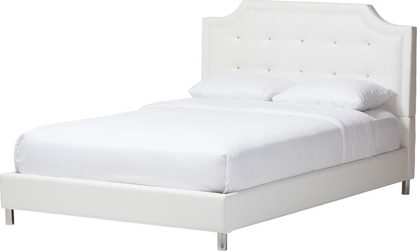 Wholesale Interiors Bedroom Sets - Carlotta Contemporary Glam White Faux Leather Upholstered King Size 3-Piece Bedroom Set