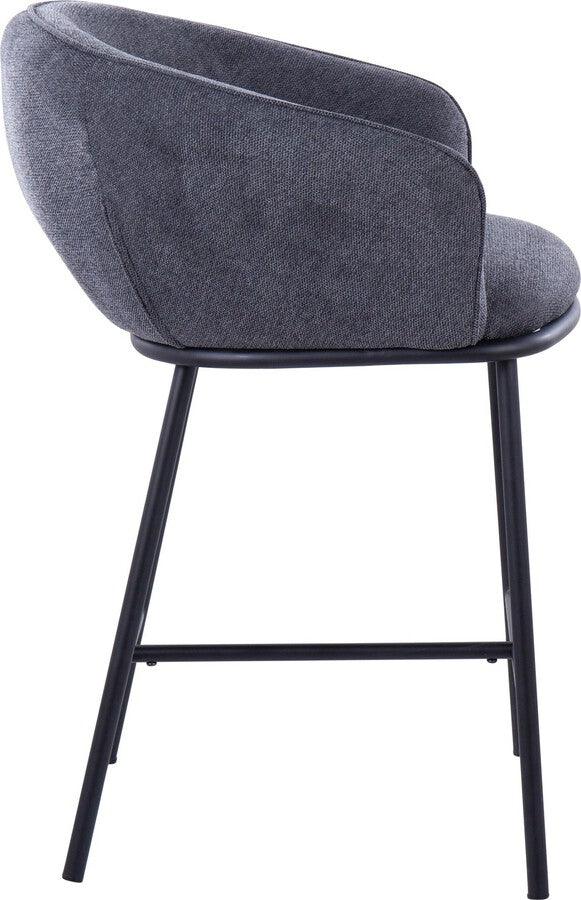 Lumisource Barstools - Ashland Counter Stool In Black Steel & Charcoal Fabric (Set of 2)