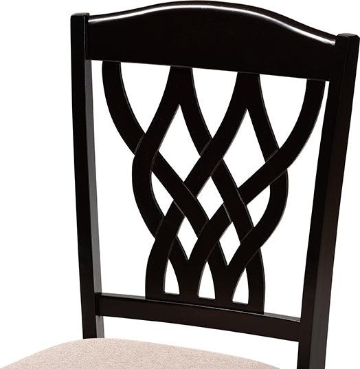 Wholesale Interiors Dining Chairs - Delilah Sand Fabric Upholstered and Dark Brown Finished Wood 2-Piece Dining Chair Set