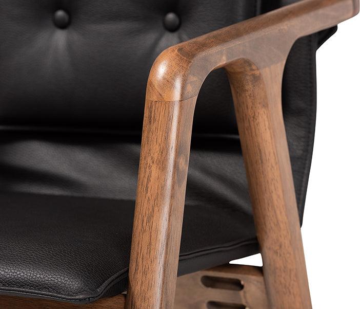 Wholesale Interiors Dining Chairs - Marcena Black Imitation Leather and Walnut Brown Finished Wood 2-Piece Dining Chair Set