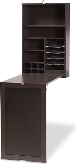 Wholesale Interiors Desks - Millard Modern and Contemporary Dark Brown Finished Wood Wall-Mounted Folding Desk