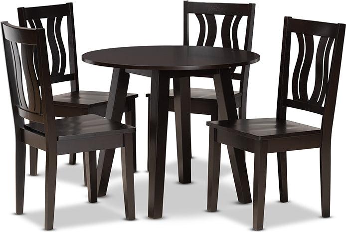 Wholesale Interiors Dining Sets - Anesa Contemporary Transitional Dark Brown Finished Wood 5-Piece Dining Set
