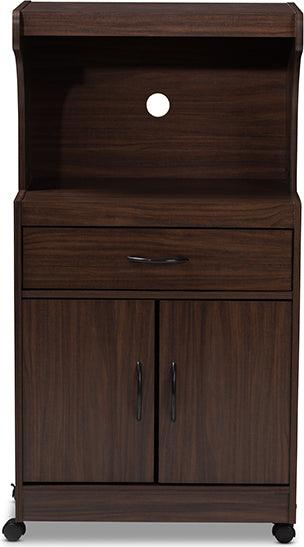 Wholesale Interiors Kitchen Storage & Organization - Tannis Modern and Contemporary Dark Walnut Finished Kitchen Cabinet