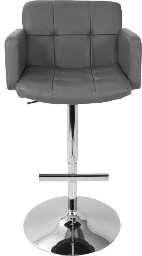 Lumisource Barstools - Stout Contemporary Adjustable Barstool with Swivel and Grey Faux Leather