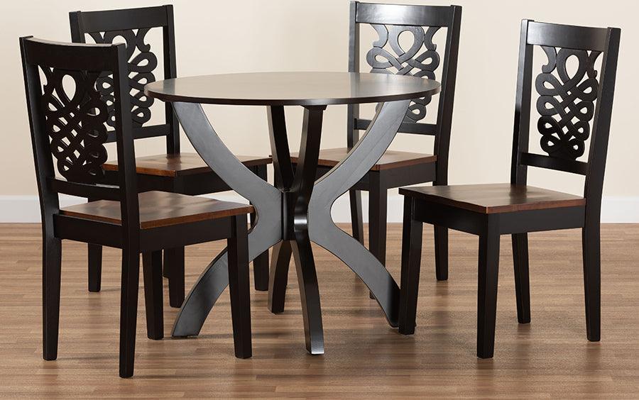 Wholesale Interiors Dining Sets - Wanda Two-Tone Dark Brown and Walnut Brown Finished Wood 5-Piece Dining Set