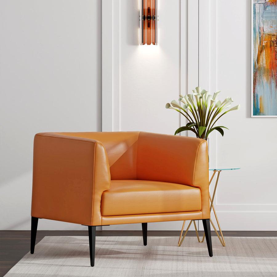 Euro Style Accent Chairs - Matias Lounge Chair in Cognac with Matte Black Legs
