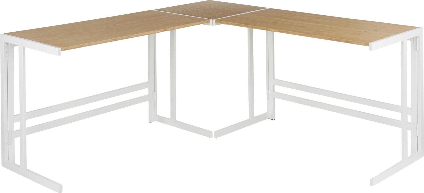 Lumisource Desks - Roman Office Desk - L Shaped Set White & Natural