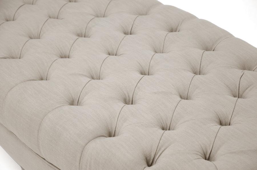 Wholesale Interiors Ottomans & Stools - Brighton Beige Linen Modern Tufted Ottoman