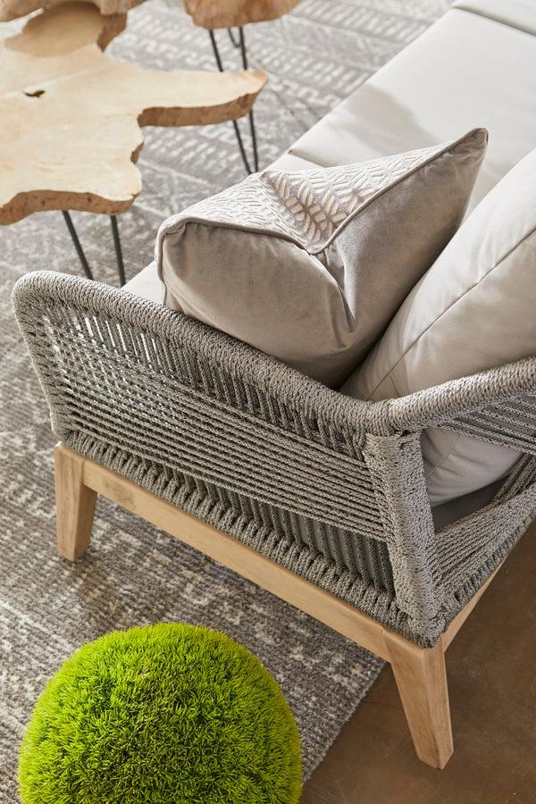 Essentials For Living Outdoor Sofas - Loom Outdoor 79" Sofa Platinum Rope, Smoke Gray, Gray Teak