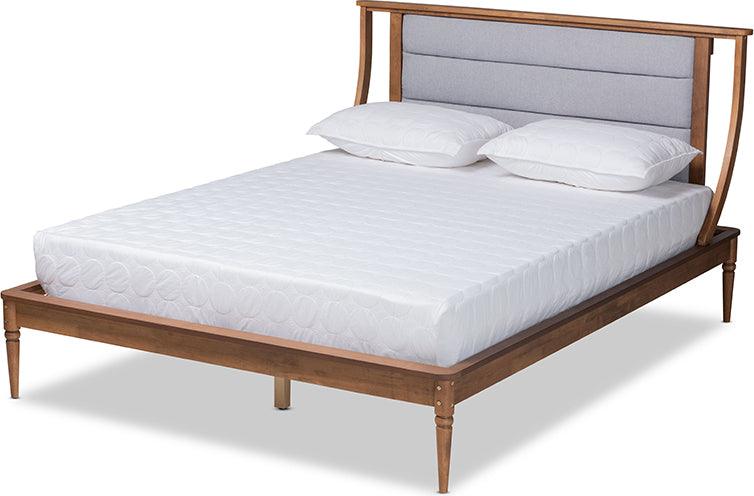 Wholesale Interiors Beds - Regis Queen Size Platform Bed Light Gray & Walnut Brown
