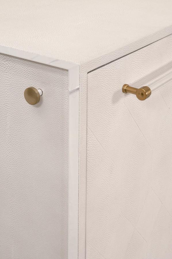 Essentials For Living TV & Media Units - Sonia Shagreen Media Sideboard White Shagreen, Lucite, Brushed Brass