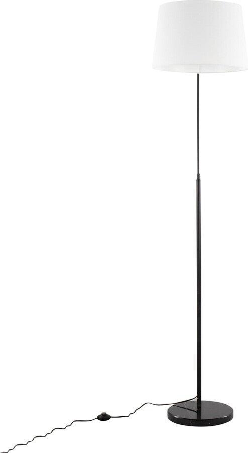 Lumisource Floor Lamps - March Contemporary Floor Lamp In Black Marble & Black Metal With White Linen Shade