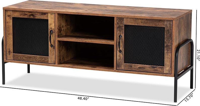 Wholesale Interiors TV & Media Units - Valeska Modern Industrial Walnut Brown Finished Wood and Black Metal 2-Door TV Stand