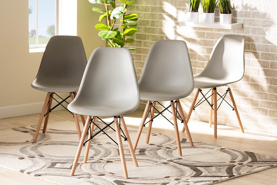 Wholesale Interiors Dining Chairs - Jaspen Beige Finished Polypropylene Plastic and Oak Brown Finished Wood 4-Piece Dining Chair Set