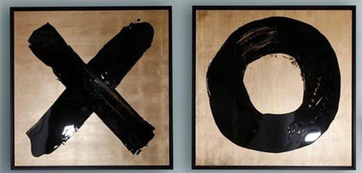 Sagebrook Home Wall Art - 95X47 S/2 Hand Painted X And O FramesGold/Blk