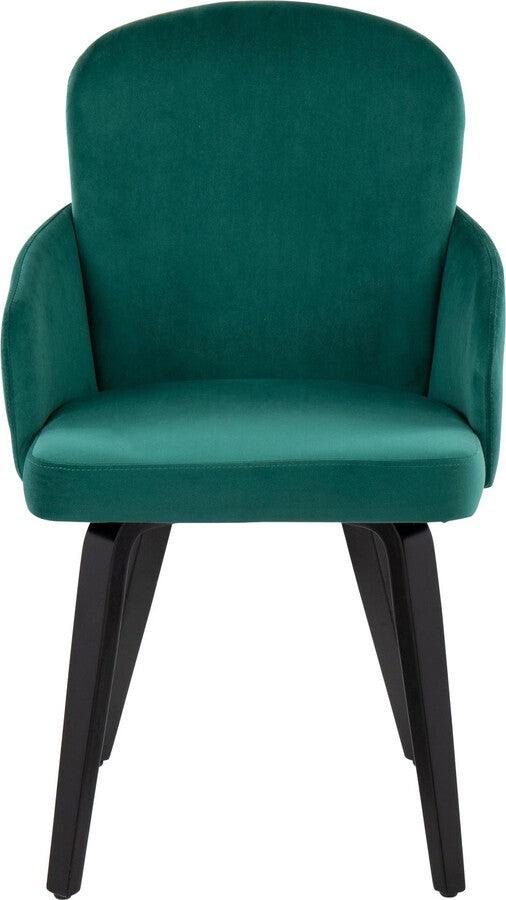 Lumisource Dining Chairs - Dahlia Contemporary Dining Chair In Black Wood & Green Velvet With Gold Accent (Set of 2)