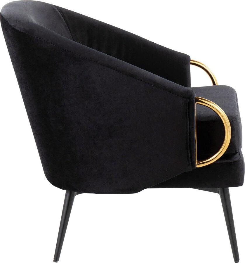 Lumisource Accent Chairs - Claire Contemporary/Glam Accent Chair In Black Steel & Black Velvet With Gold Steel Accents
