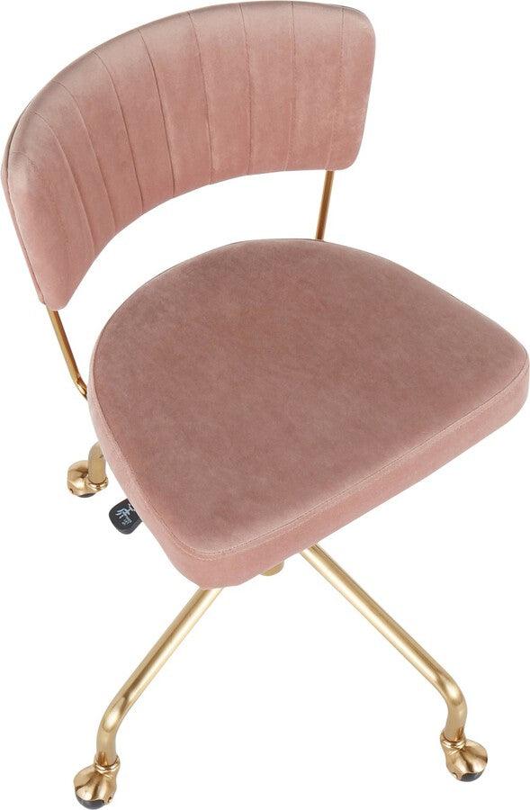 Lumisource Task Chairs - Tania Contemporary Task Chair in Gold Metal and Pink Velvet