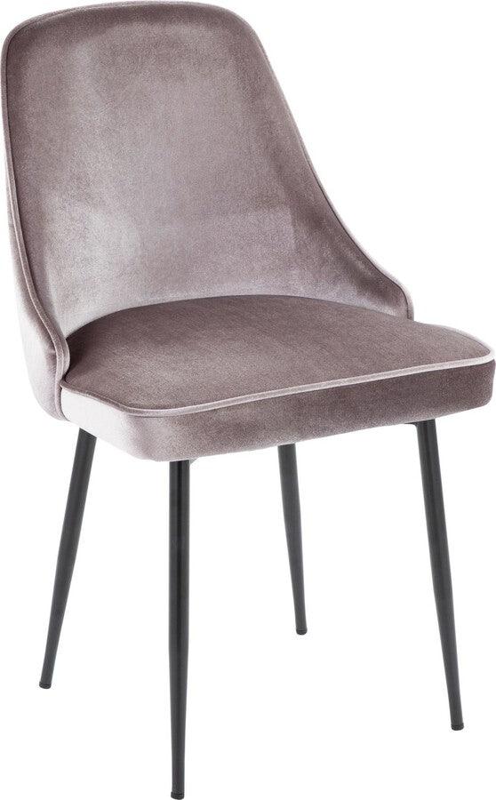 Lumisource Dining Chairs - Marcel Contemporary Dining Chair With Black Frame & Silver Velvet Fabric (Set of 2)